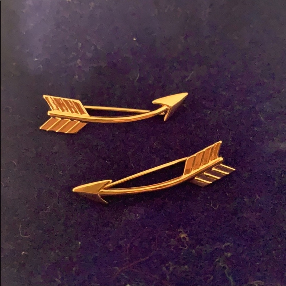 14K Plated Rose Gold Arrow Ear Climber Earrings